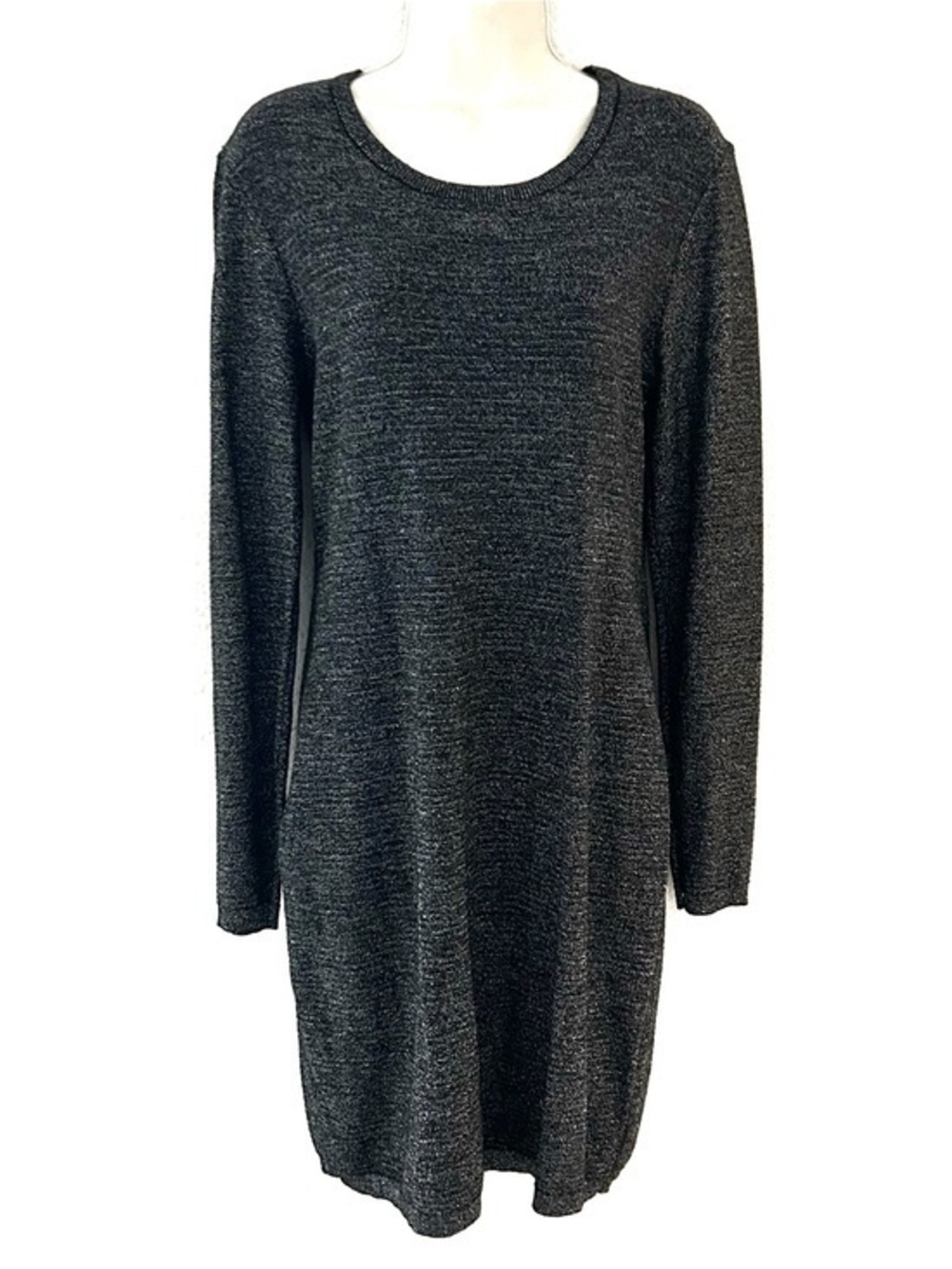 Express Dark Charcoal and Silver Long Sleeve Shift Dress